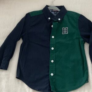 Tommy Hilfiger Kids Green and Black Button-Down Shirt